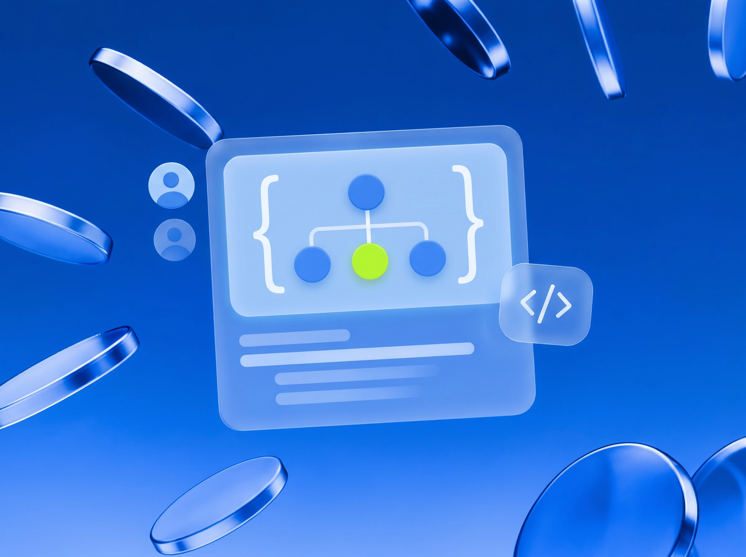 Illustration: Code-Panel mit Baumstruktur, ein Knoten in Lime