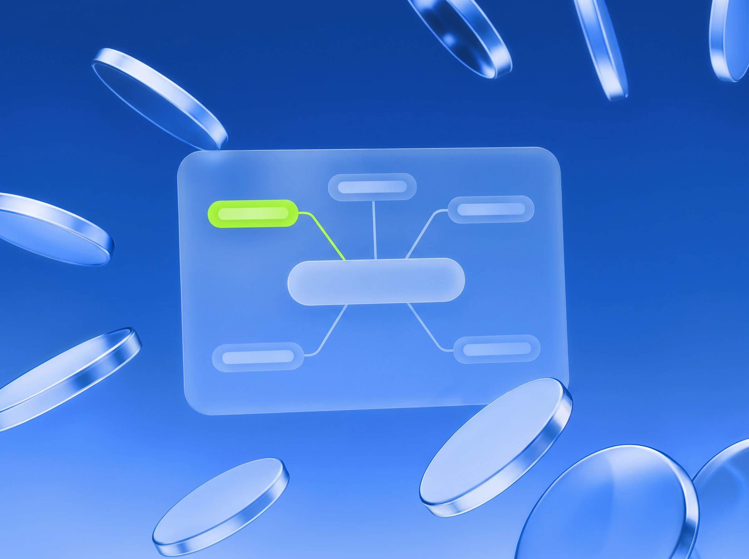 Illustration: Marke mit Quellen verbunden, eine in Lime