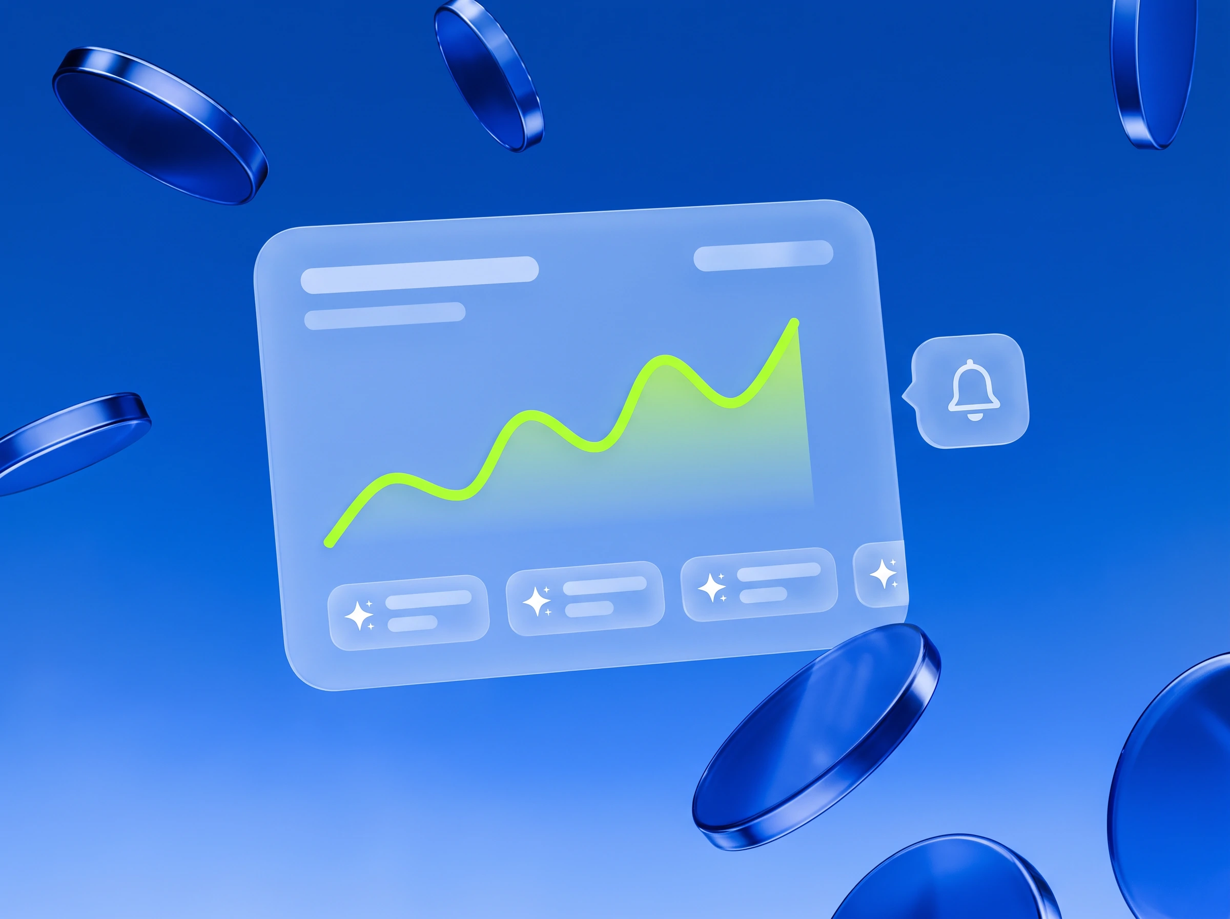 Illustration: Dashboard mit steigender Kurve in Lime