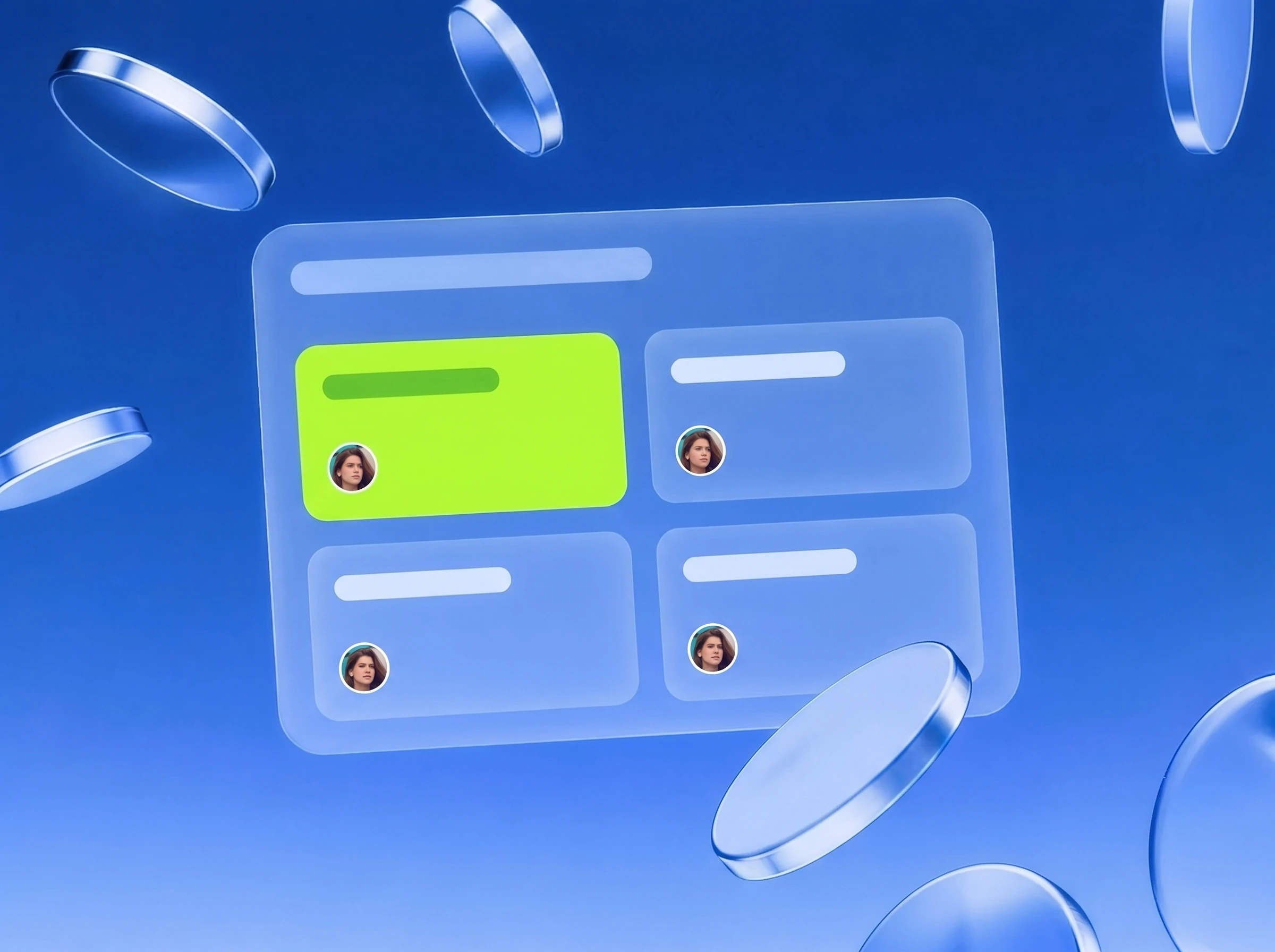 Illustration: Matrix mit Ideen-Chips, einer in Lime