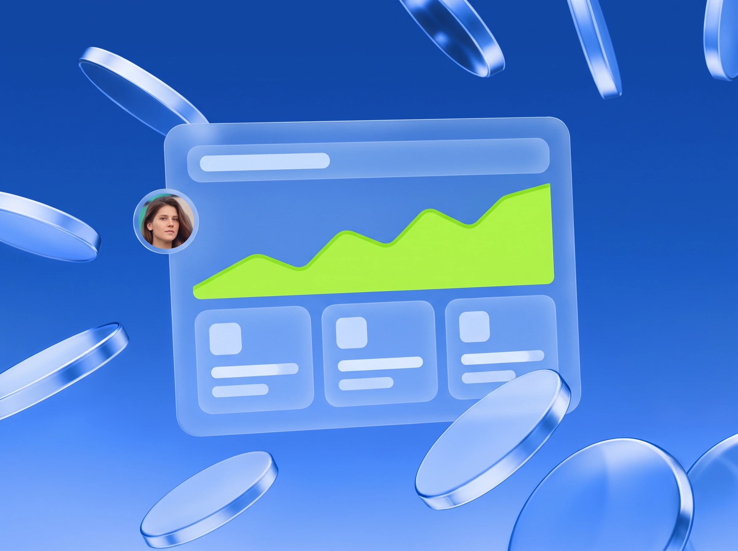 Illustration: Dashboard mit steigender Conversion-Kurve in Lime