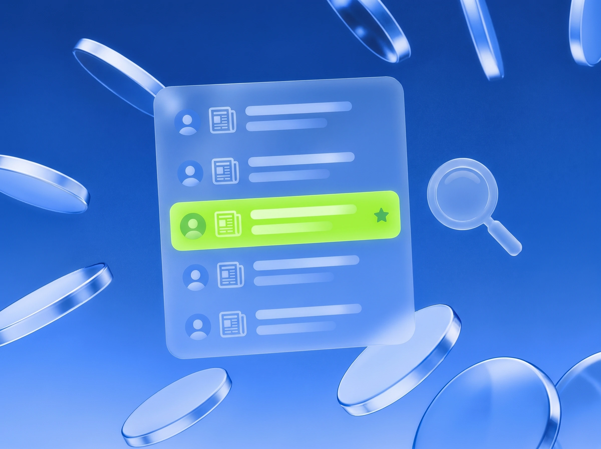 Illustration: Liste von Medien, ein Eintrag mit Lime-Stern