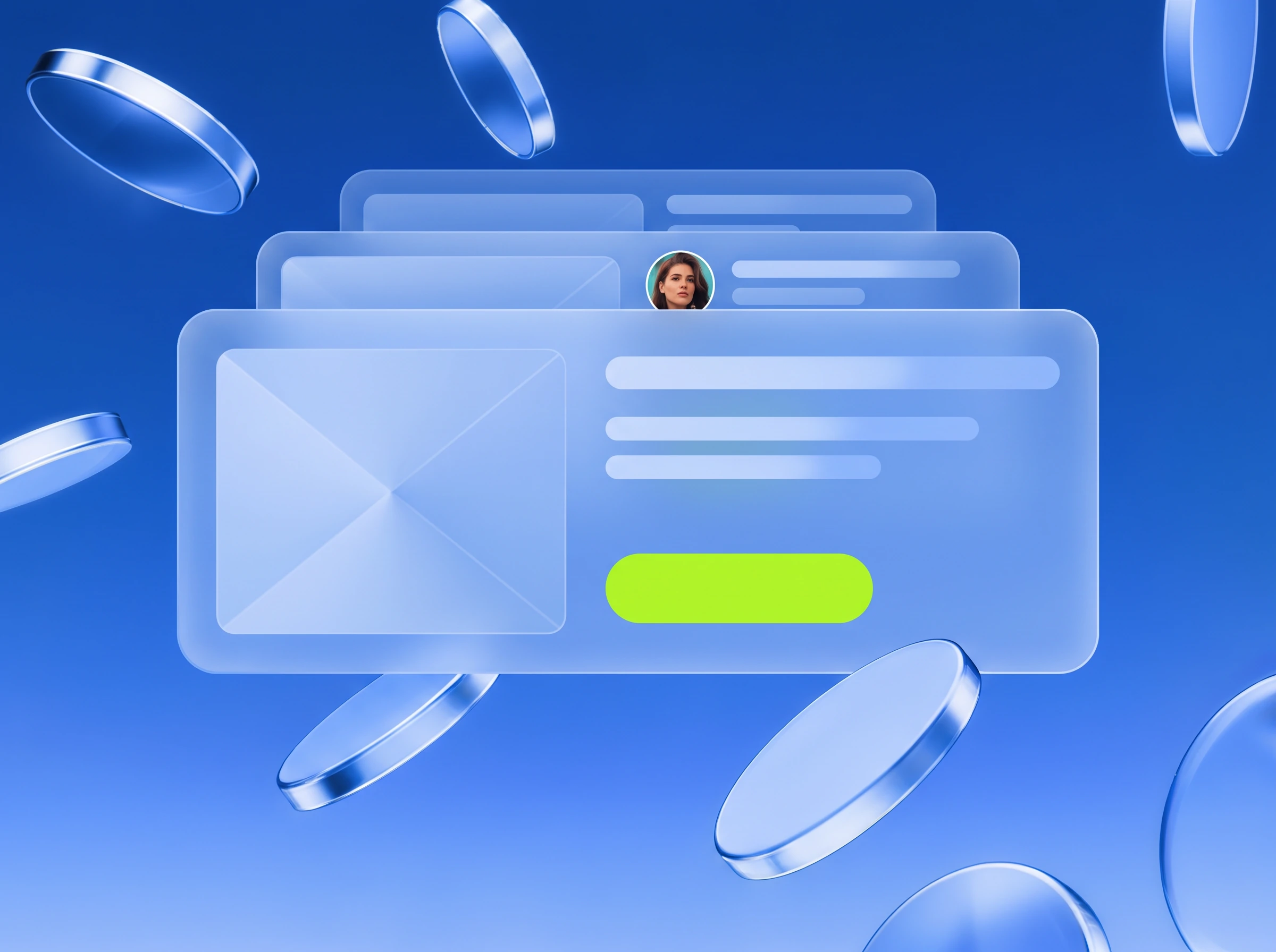 Illustration: Werbebanner mit Lime-Button und zwei Formaten dahinter