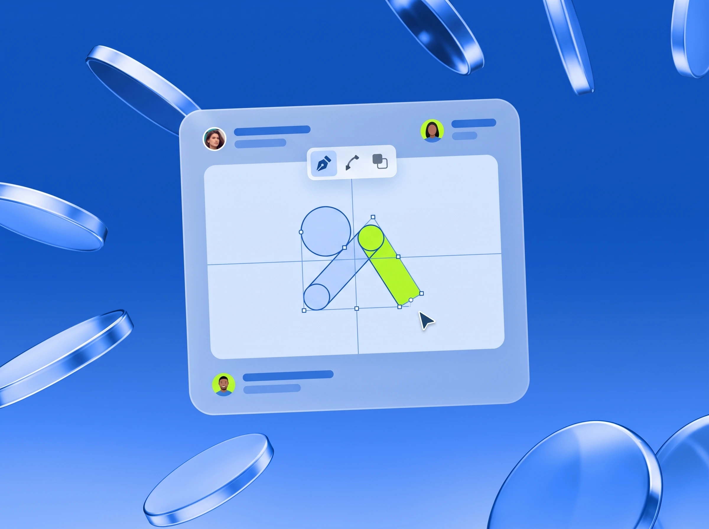Illustration: Logo-Zeichen wird aus Formen konstruiert, eine Form in Lime