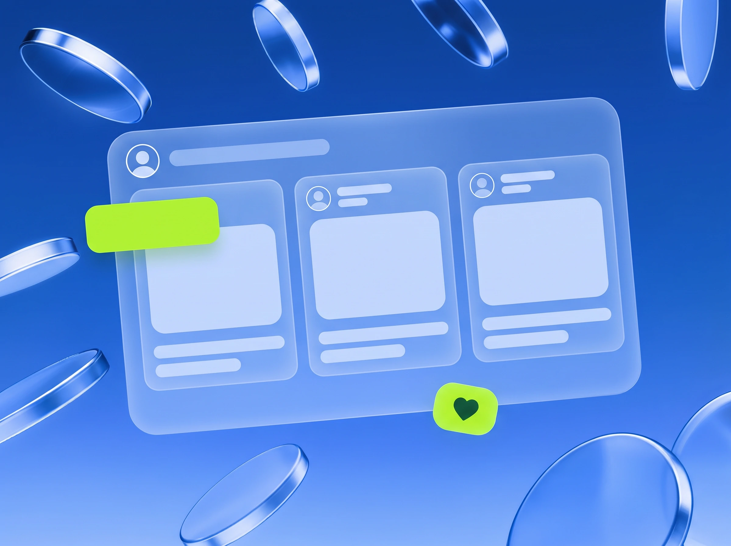 Illustration: drei Post-Vorlagen, eine mit Lime-Label