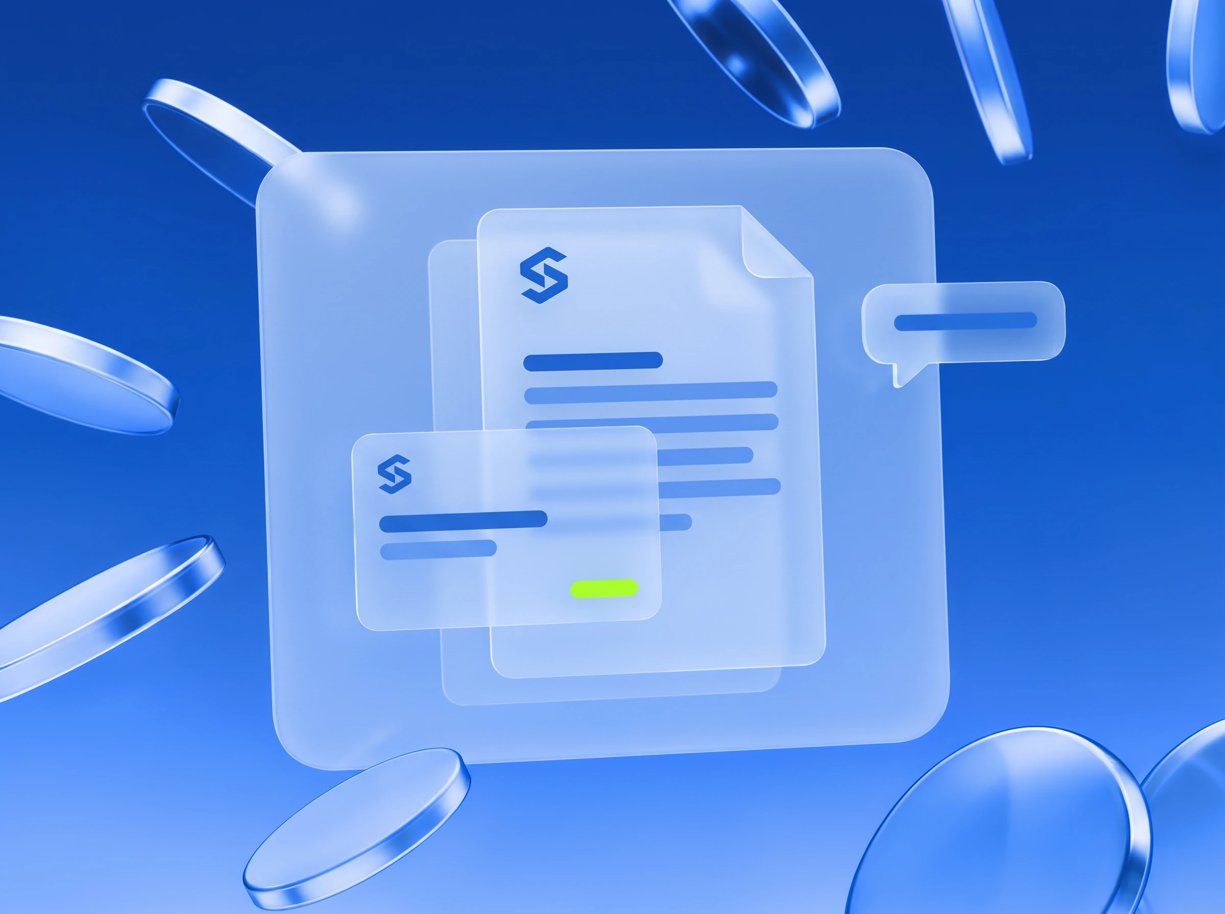 Illustration: Visitenkarte und Briefbogen mit Logo, ein Element in Lime