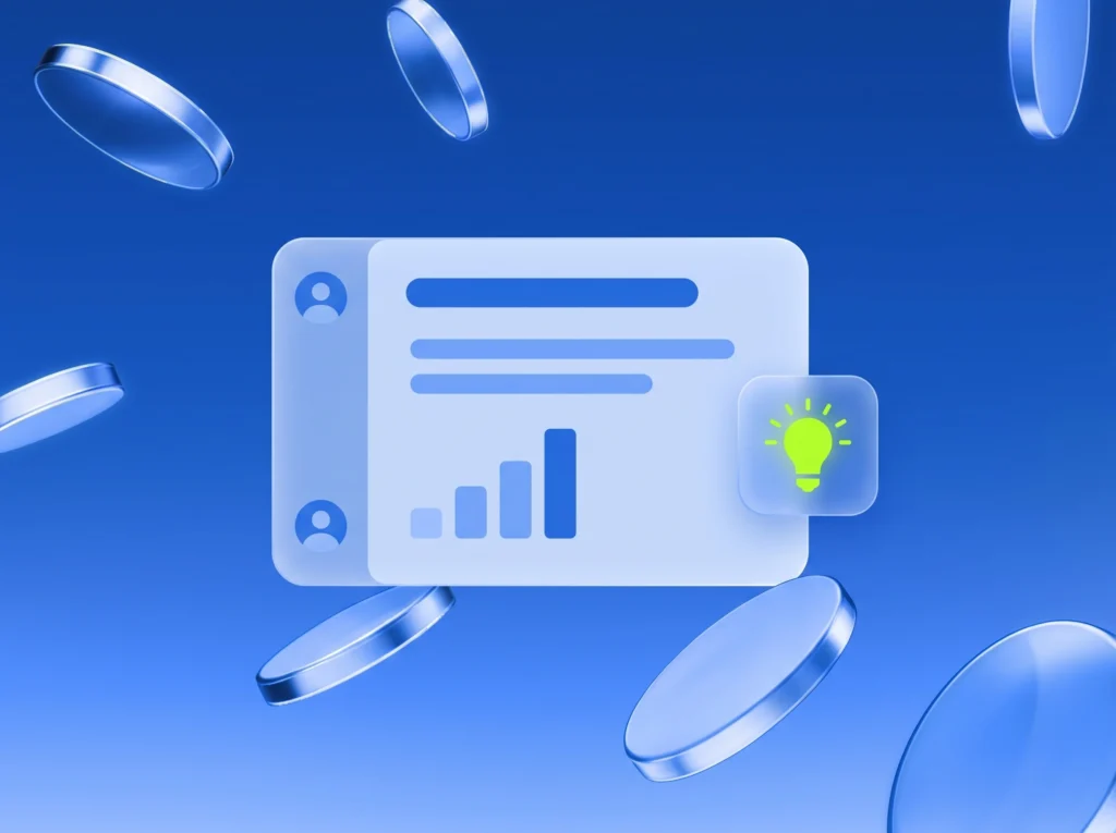 Illustration: Dokument mit Diagramm und Lime-Glühbirne