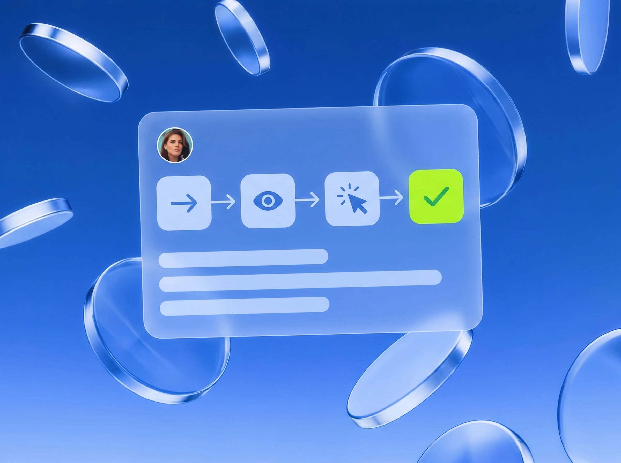 Illustration: Sichtkontakt, Klick, Conversion in Lime