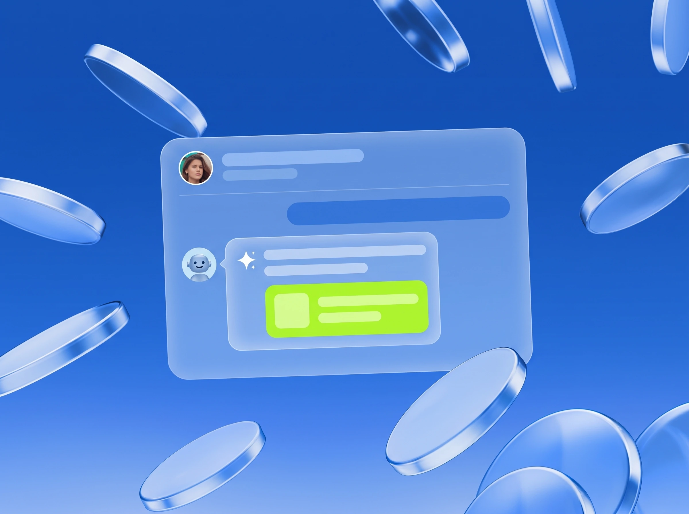 Illustration: KI-Antwort mit Produktkarte in Lime