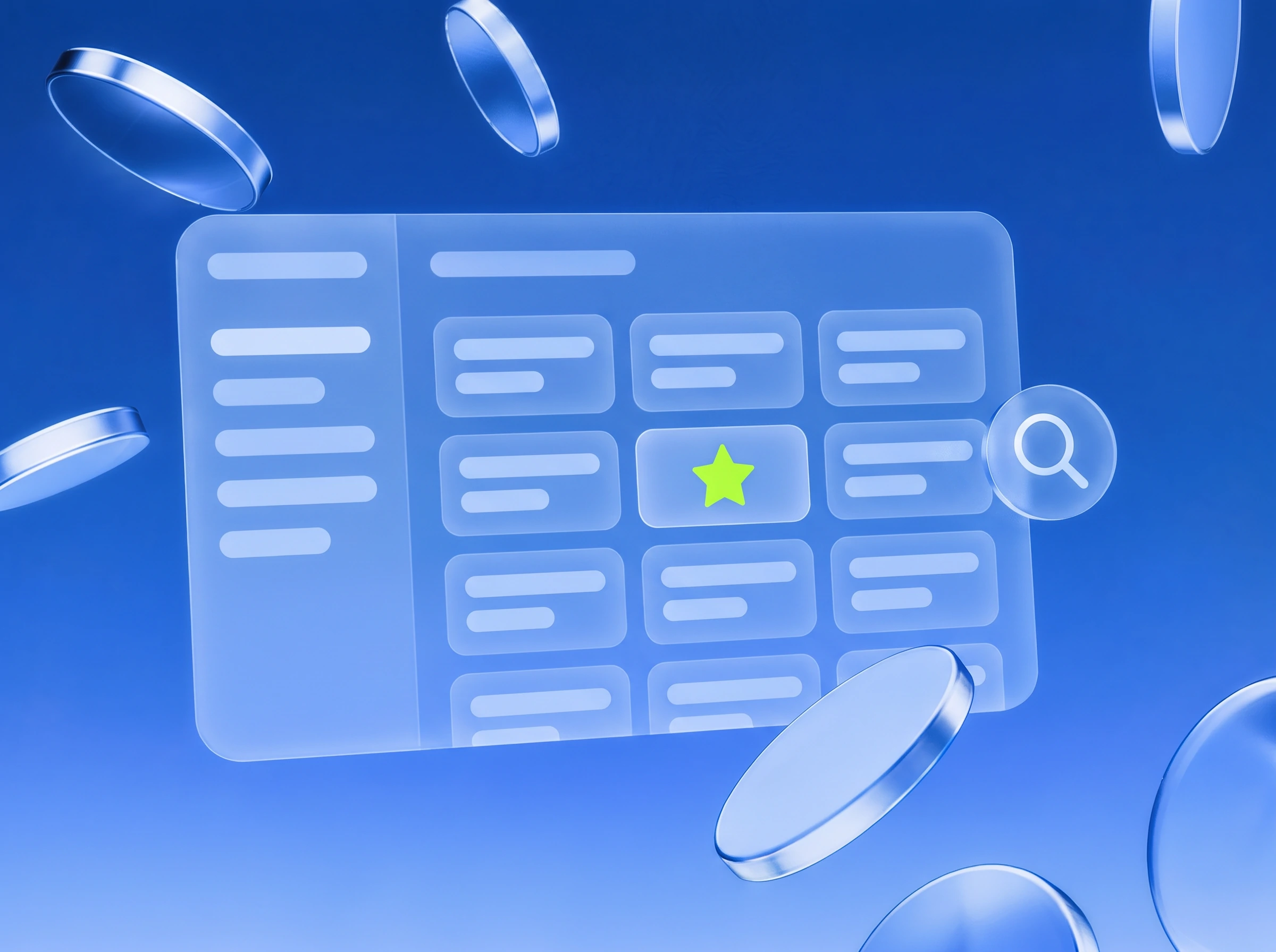 Illustration: Kategorieseite mit Filter und Produkten, ein Stern in Lime