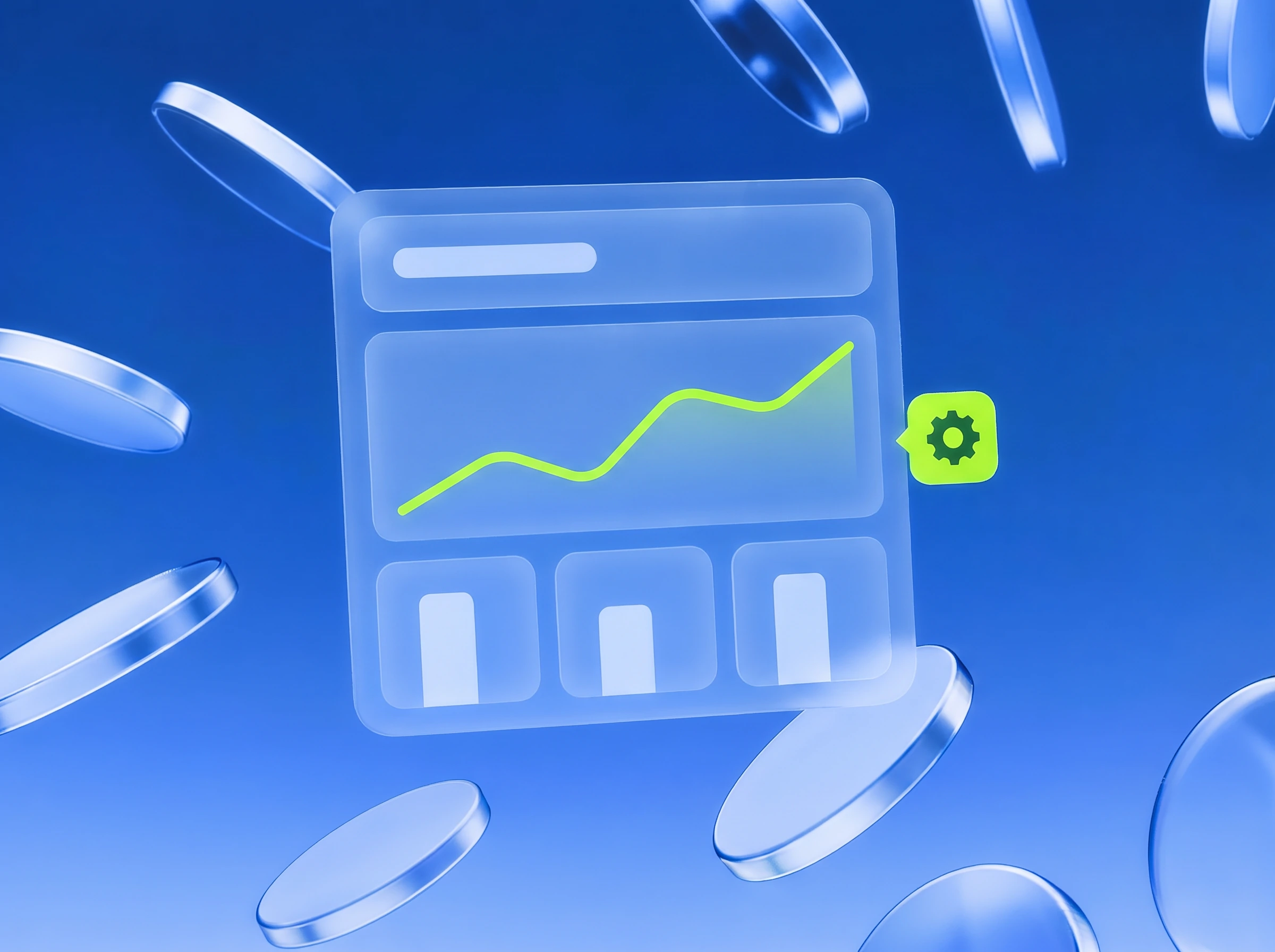 Illustration: Dashboard mit steigender Umsatzkurve in Lime