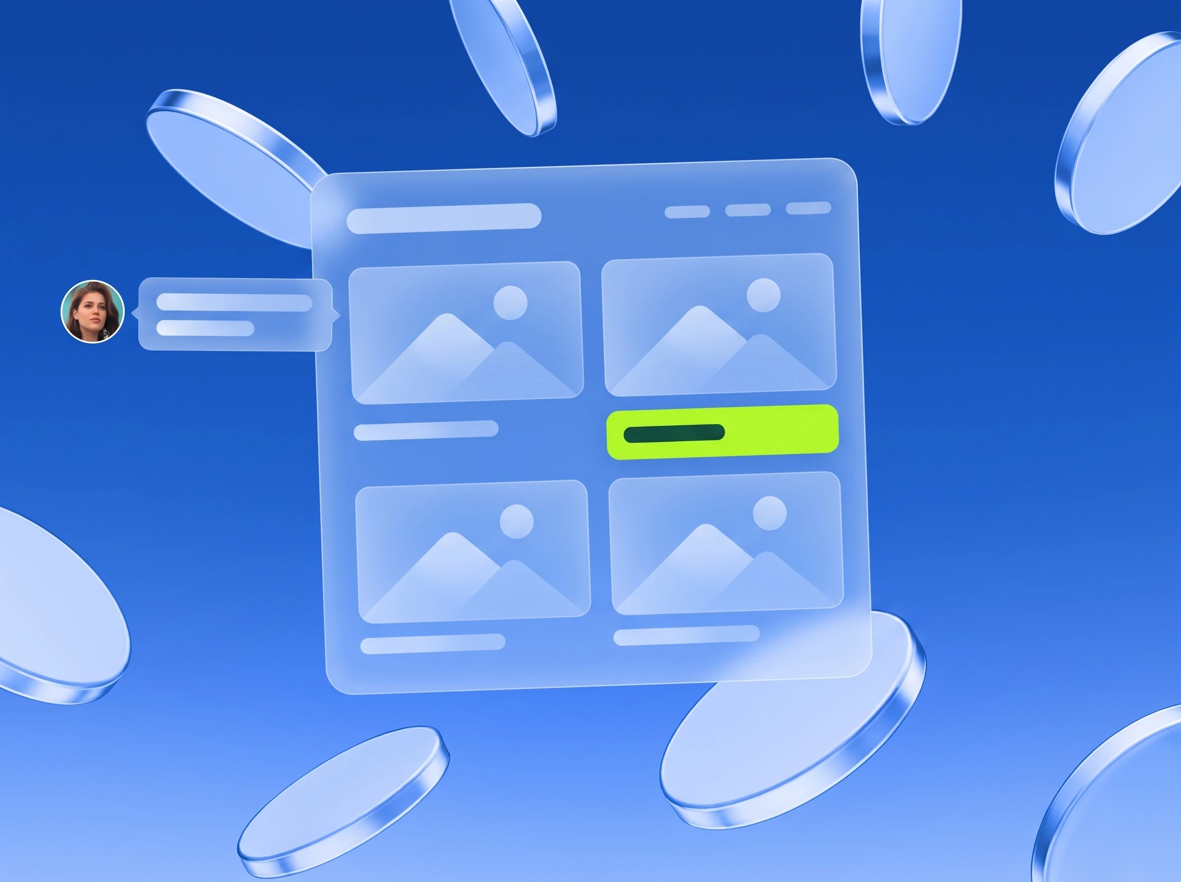 Illustration: Produktraster, ein Preis-Badge in Lime