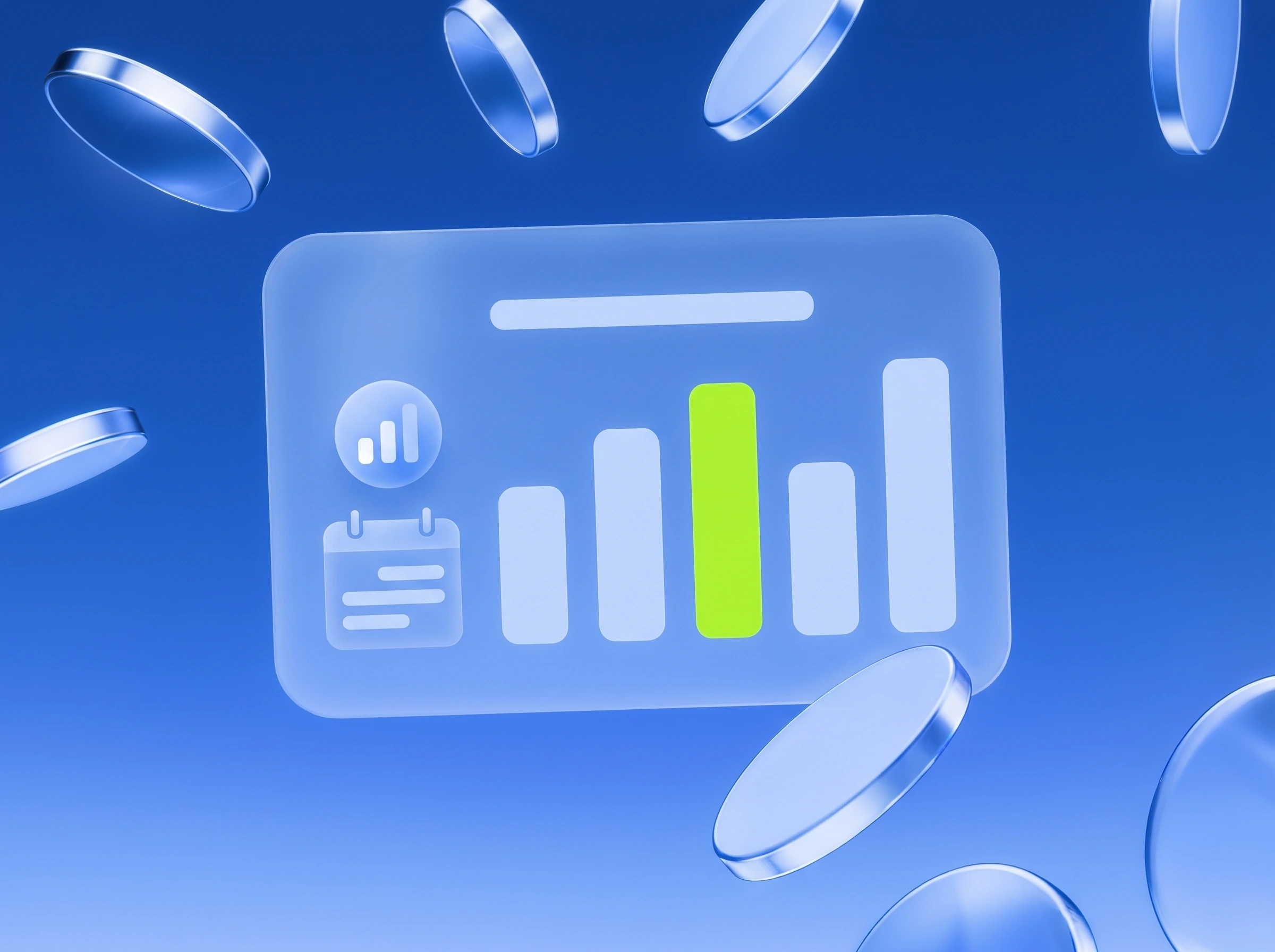 Illustration: Dashboard mit Produktsäulen, eine in Lime