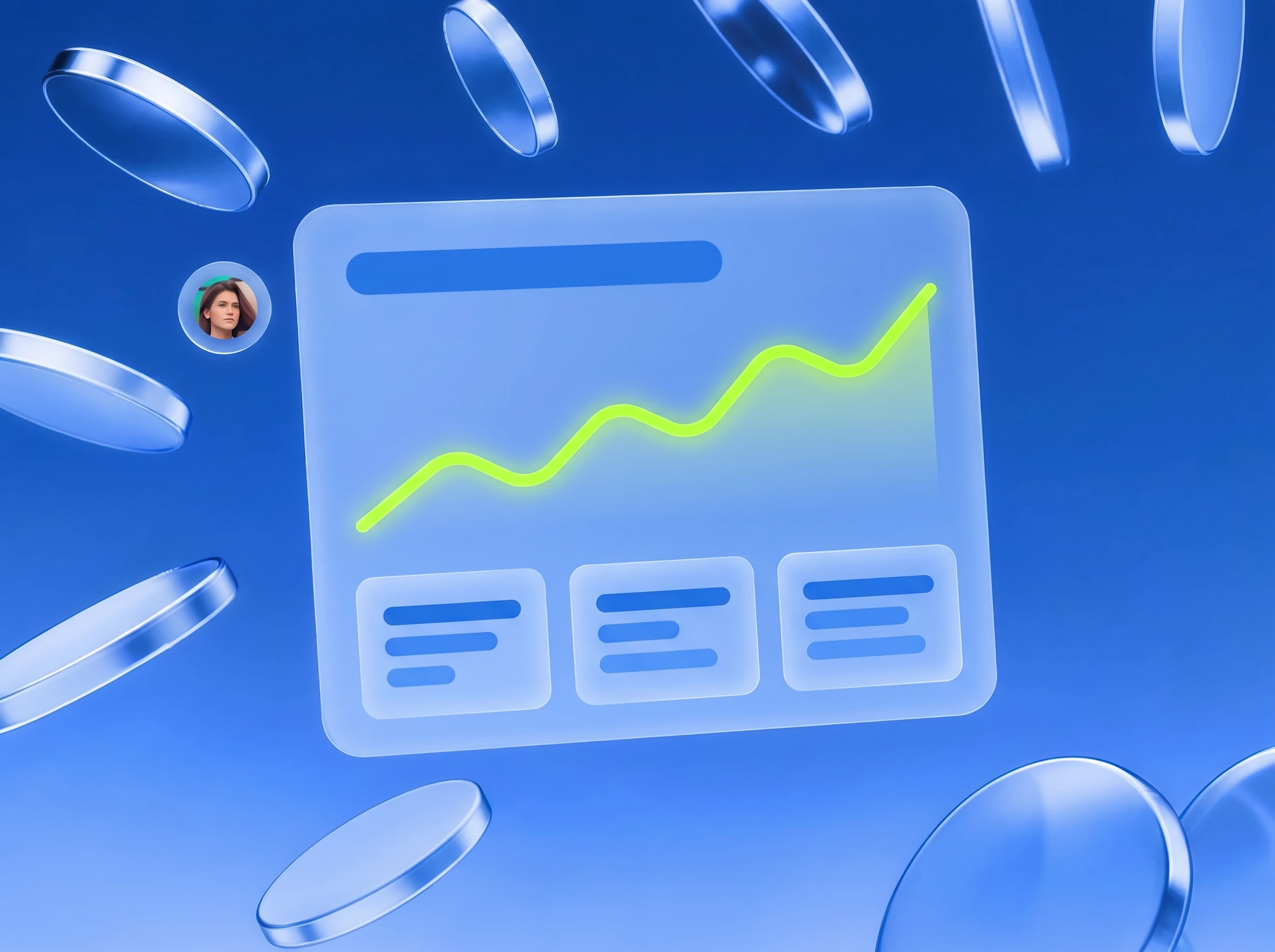 Illustration: Dashboard mit steigender Sichtbarkeitskurve in Lime