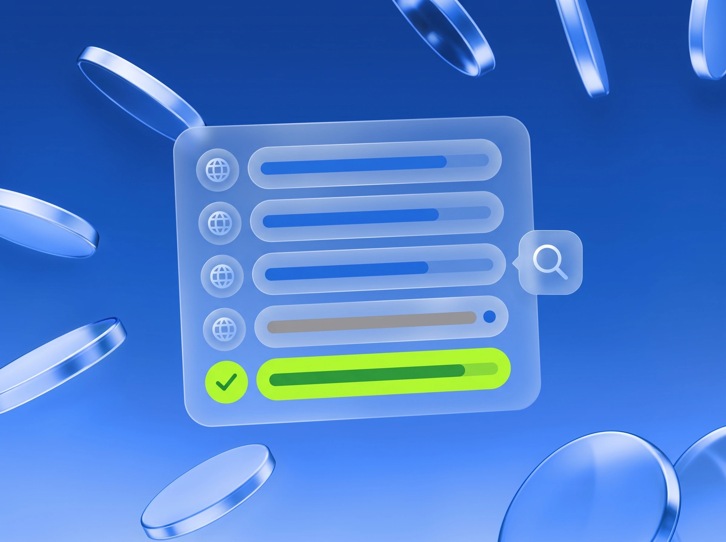 Illustration: Liste von Backlinks mit Qualitätsbalken, ein Eintrag in Lime markiert