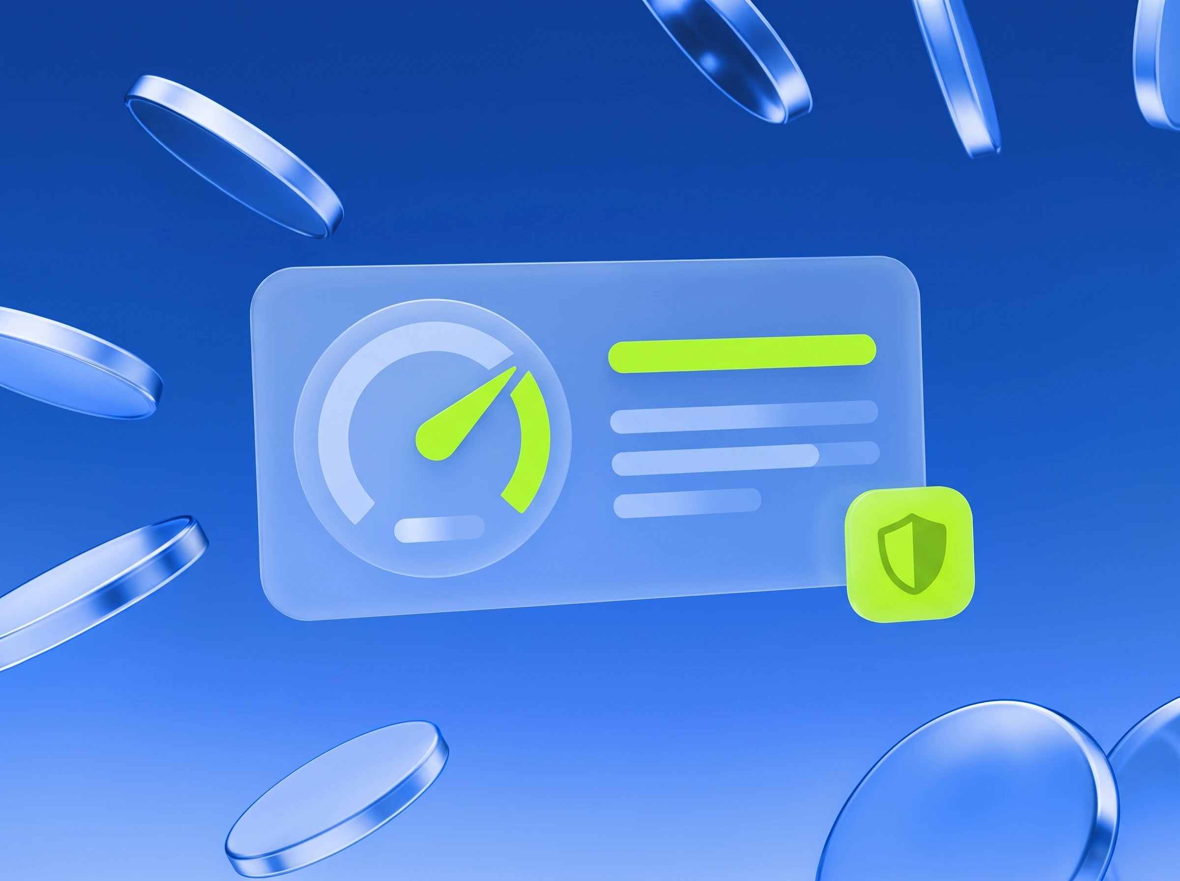 Illustration: Scorecard mit Tacho, Zeiger in Lime