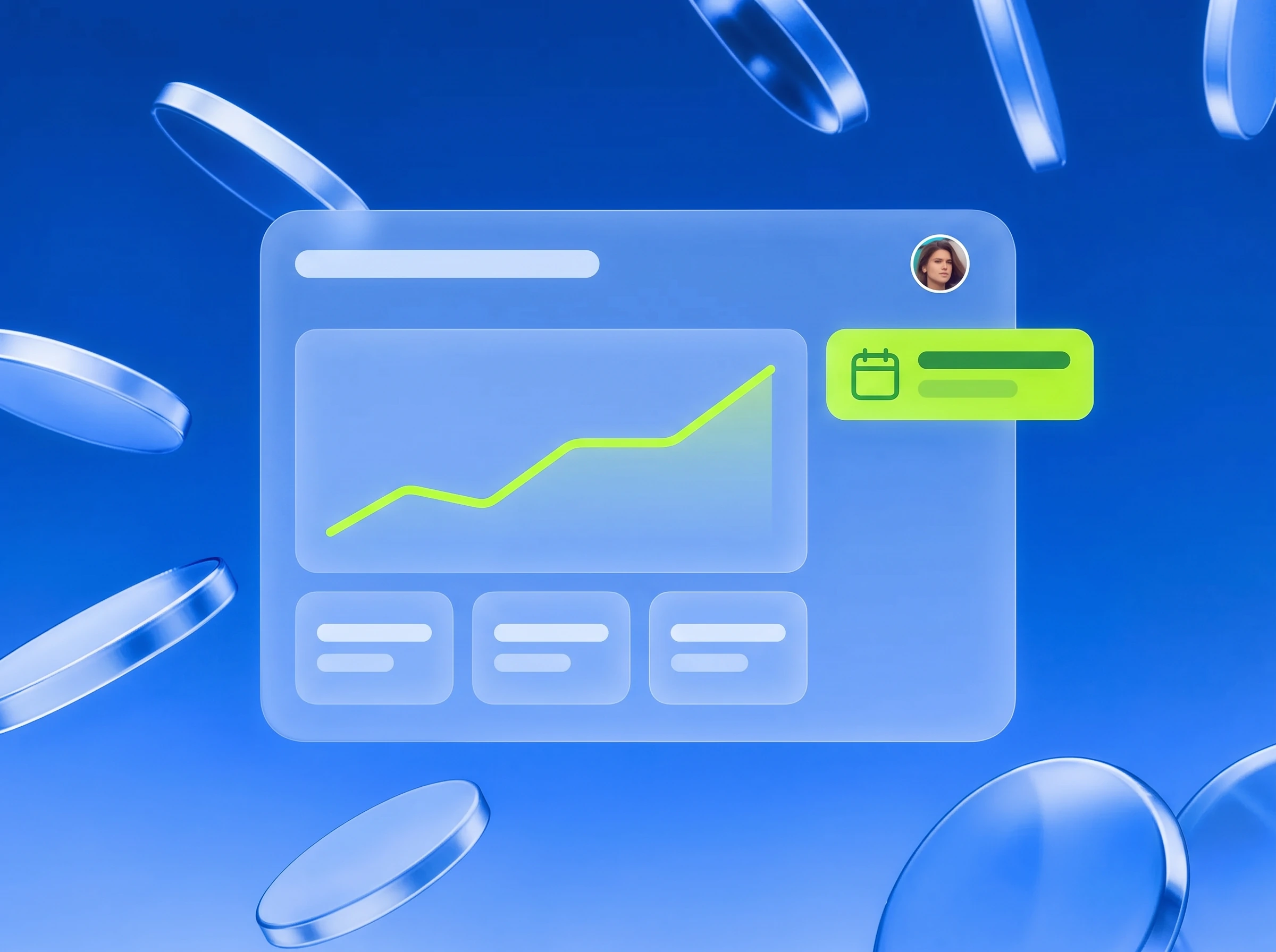 Illustration: Dashboard mit steigender Linkprofil-Kurve in Lime