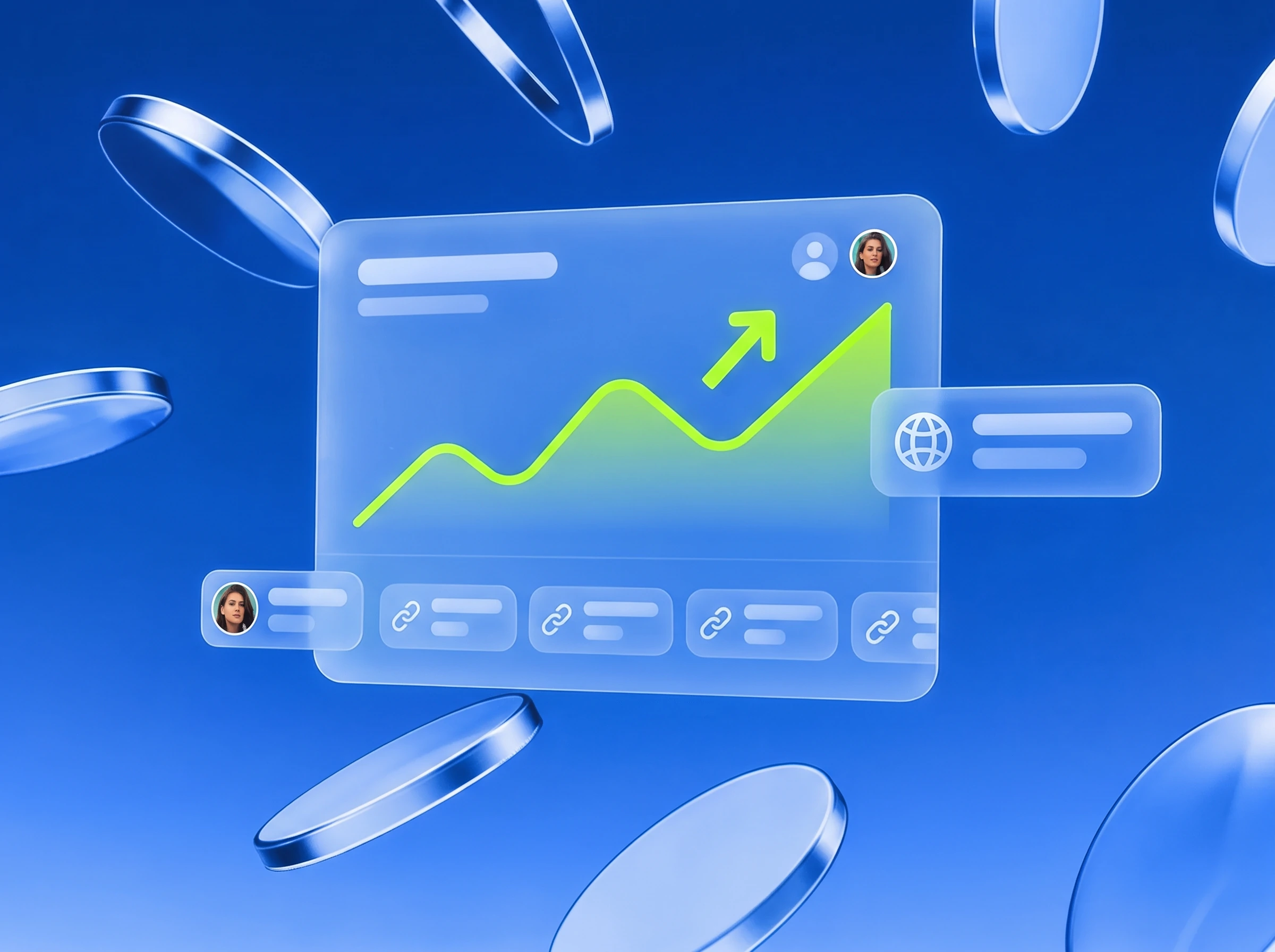 Illustration: Dashboard mit steigender Reichweite in Lime