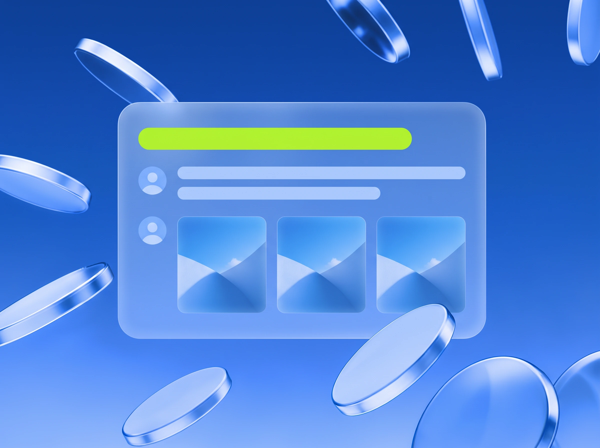 Illustration: Anzeigenvorschau mit Assets, eine Zeile in Lime
