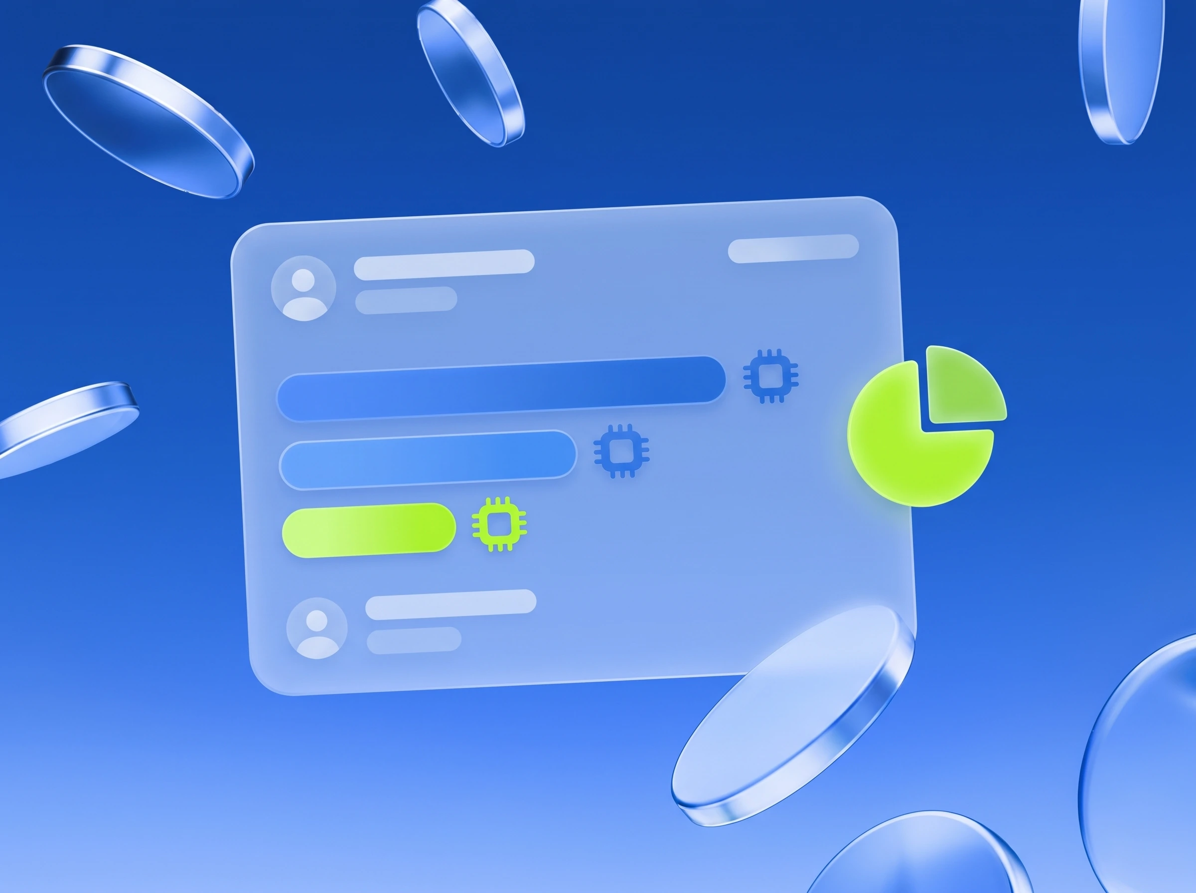 Illustration: Budgetverteilung auf drei Kanäle, ein Balken in Lime