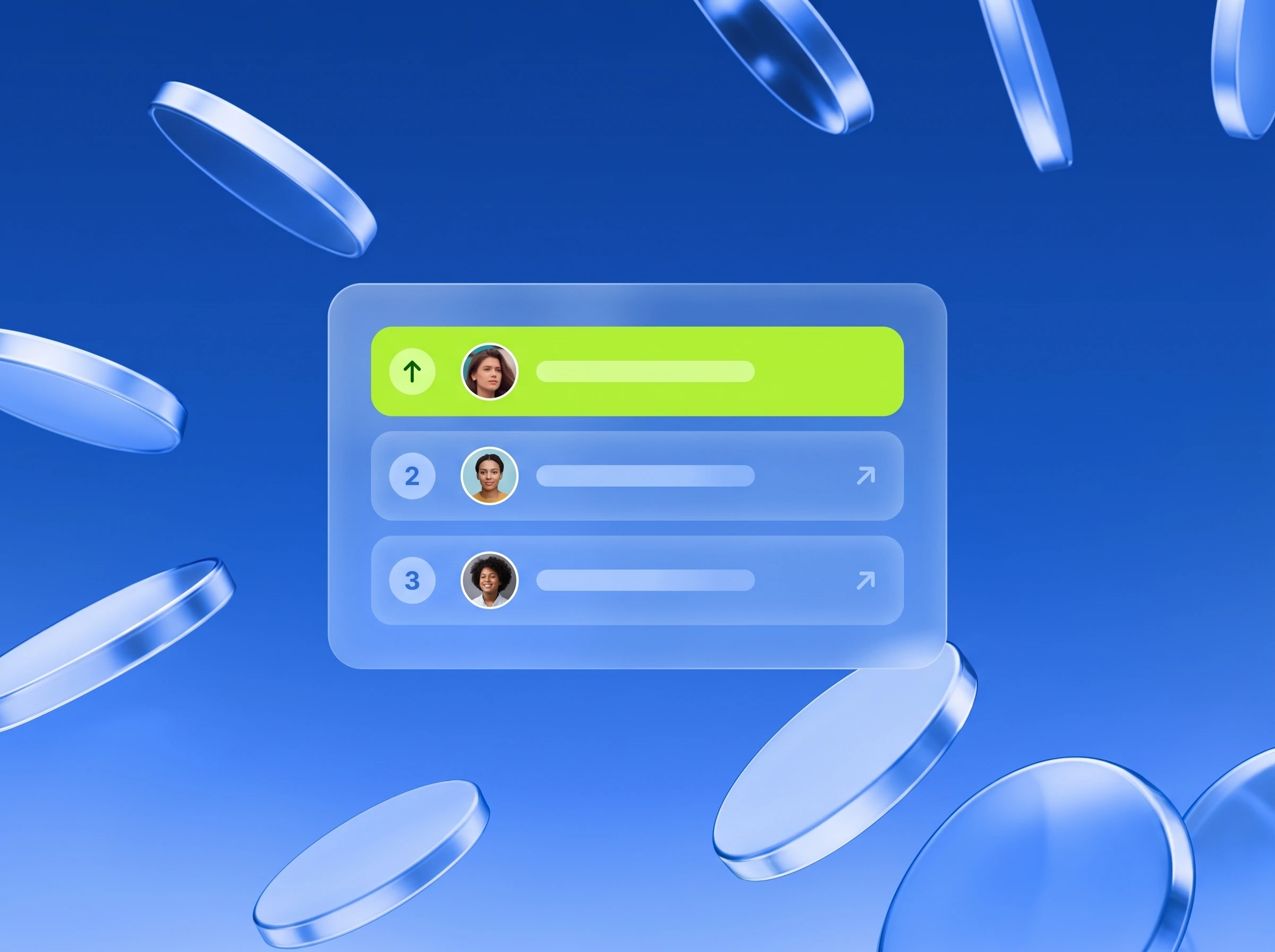 Illustration: Rankings mit Positionen, eines in Lime
