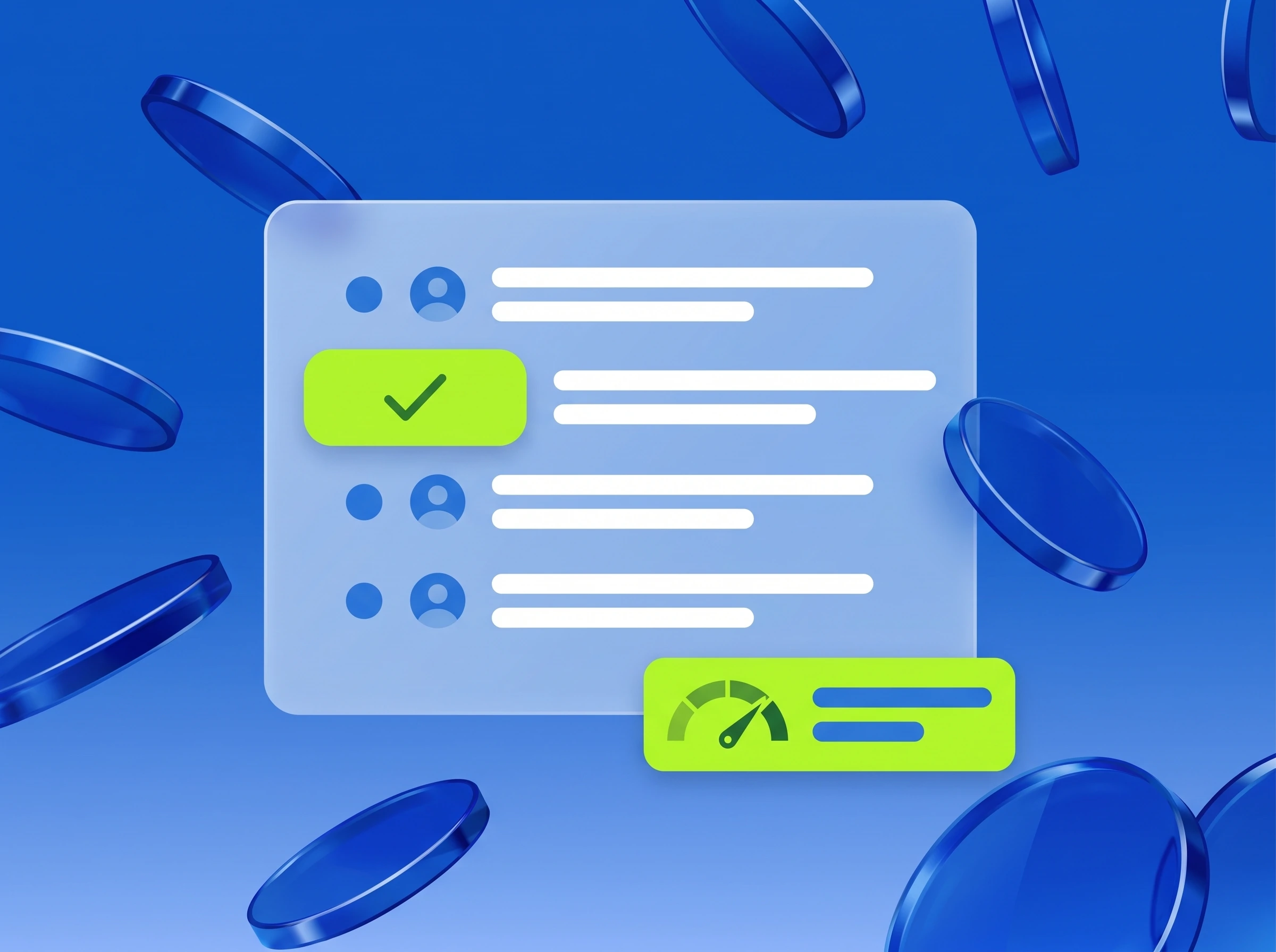 Illustration: Technik-Checkliste mit Tacho, ein Eintrag in Lime