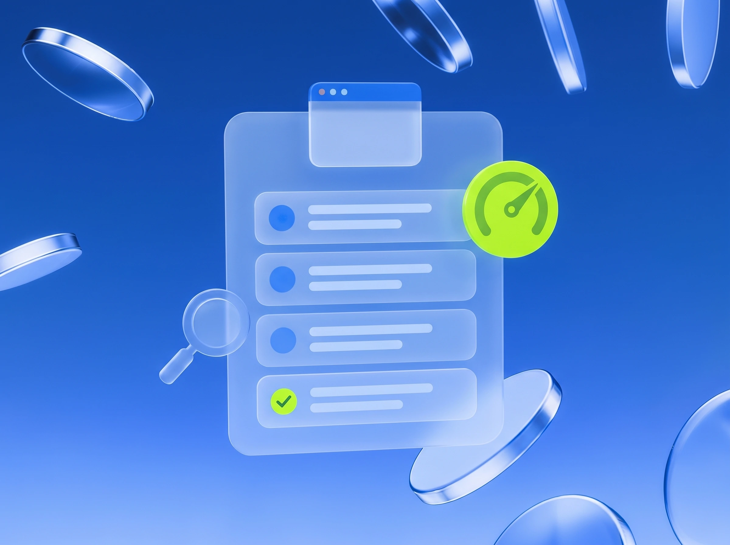 Illustration: Website-Checkliste mit Score-Anzeige in Lime