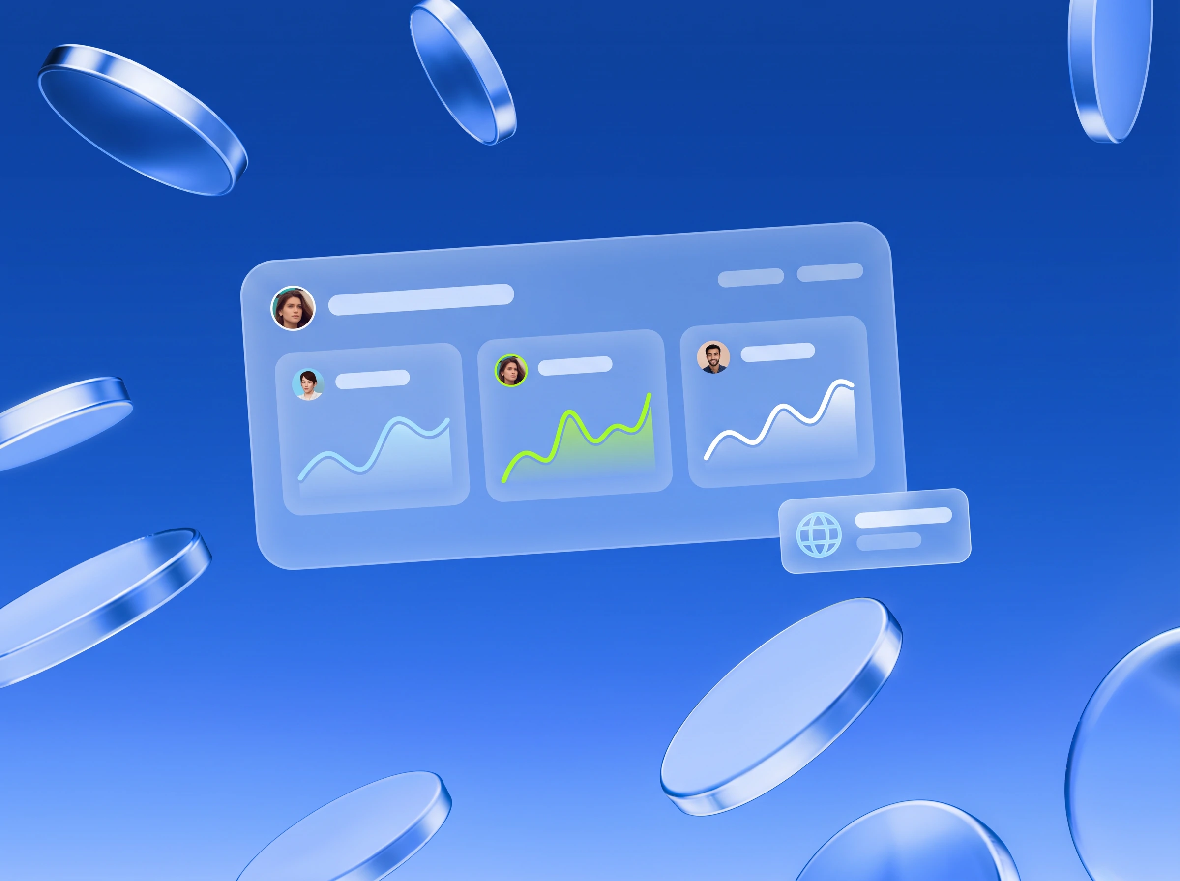 Illustration: Dashboard mit drei Kurven, eine in Lime