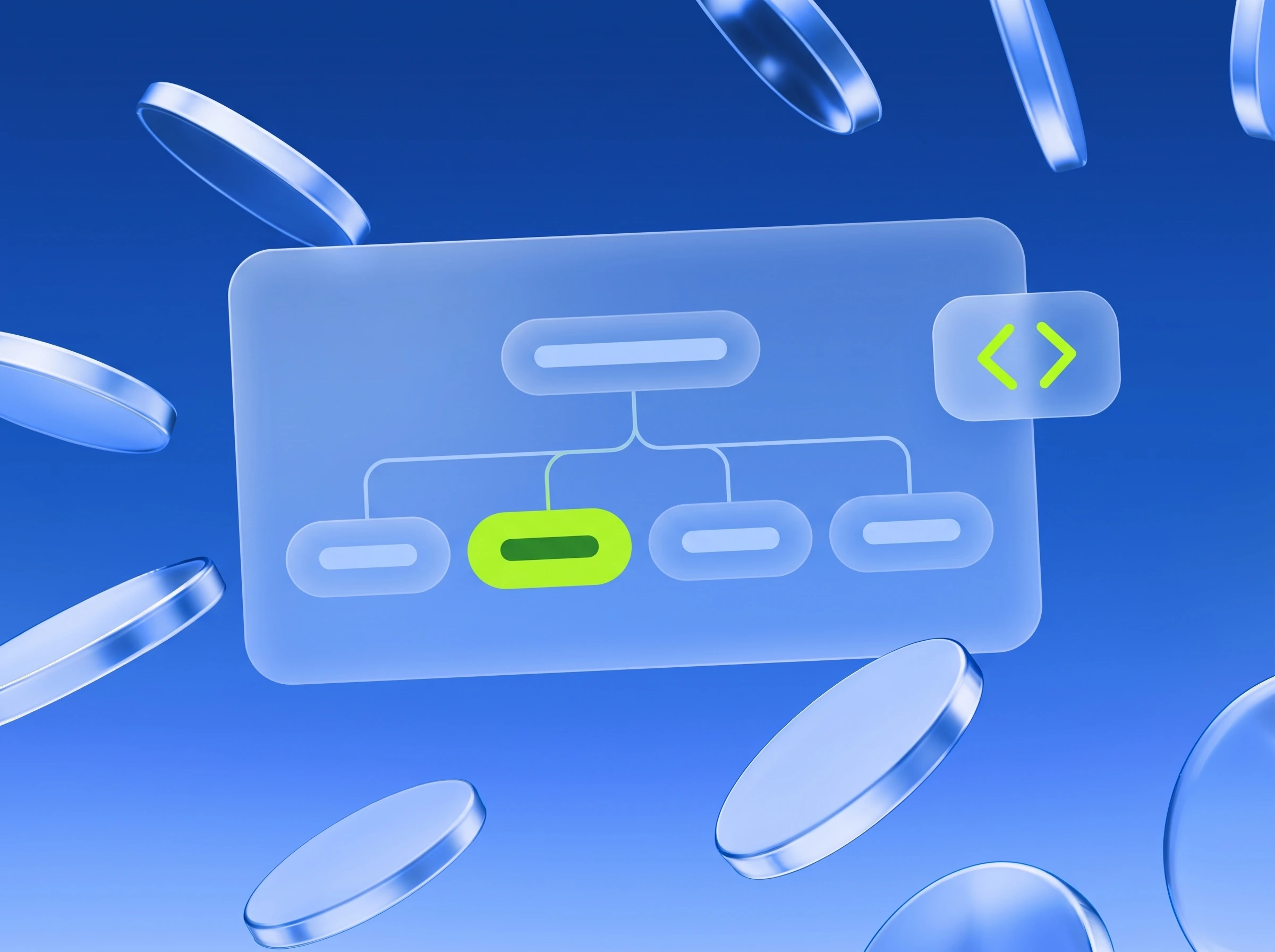 Illustration: Baumstruktur mit Länderchips, einer in Lime