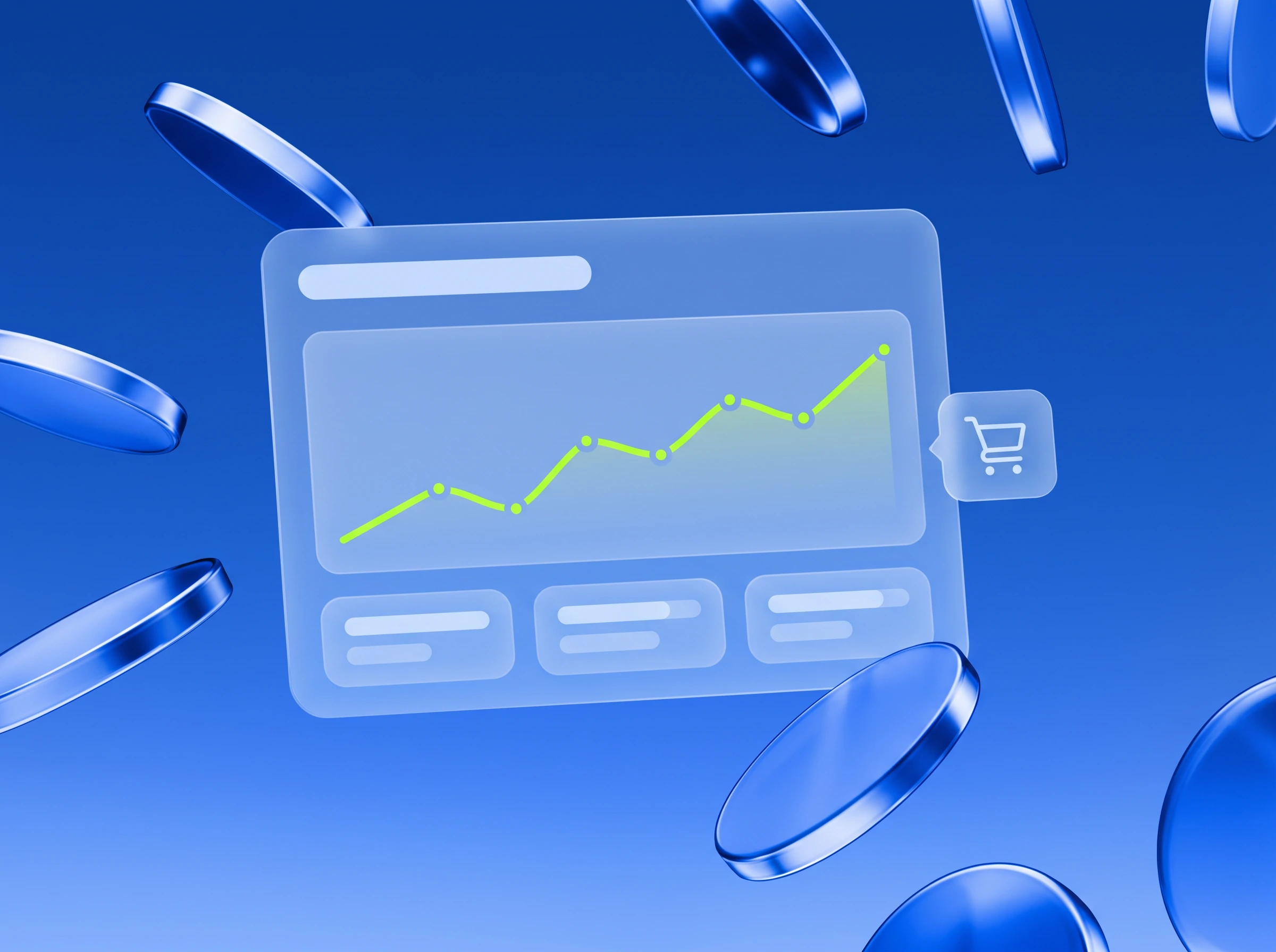 Illustration: Dashboard mit steigender Umsatzkurve in Lime