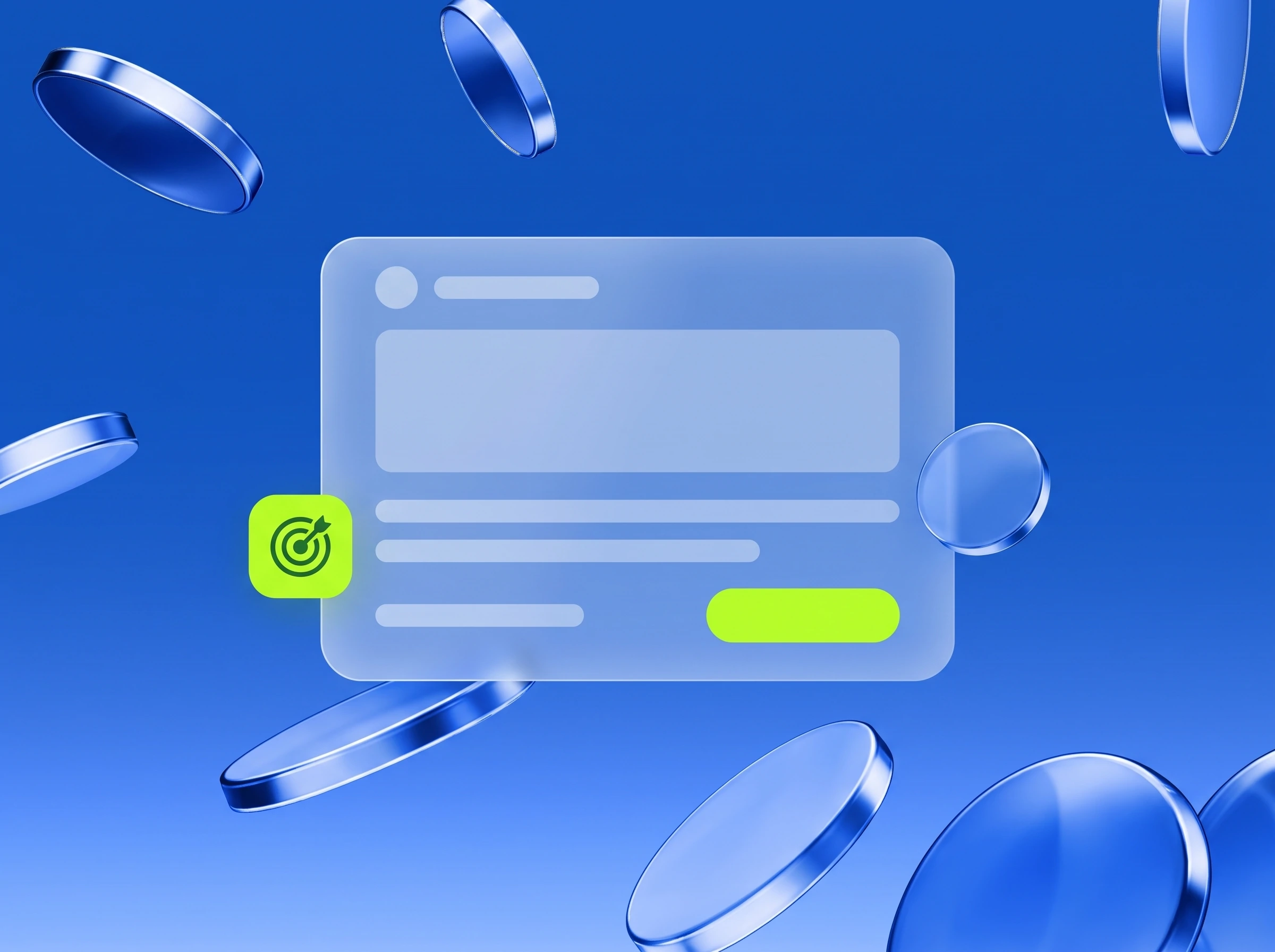 Illustration: Anzeigen-Post mit Lime-Button und Zielsymbol