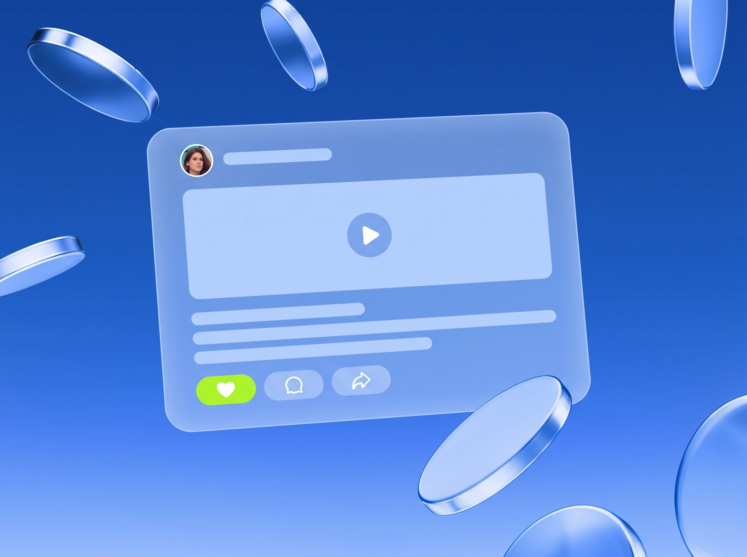 Illustration: Social-Post mit Bild und Reaktionen, eine in Lime