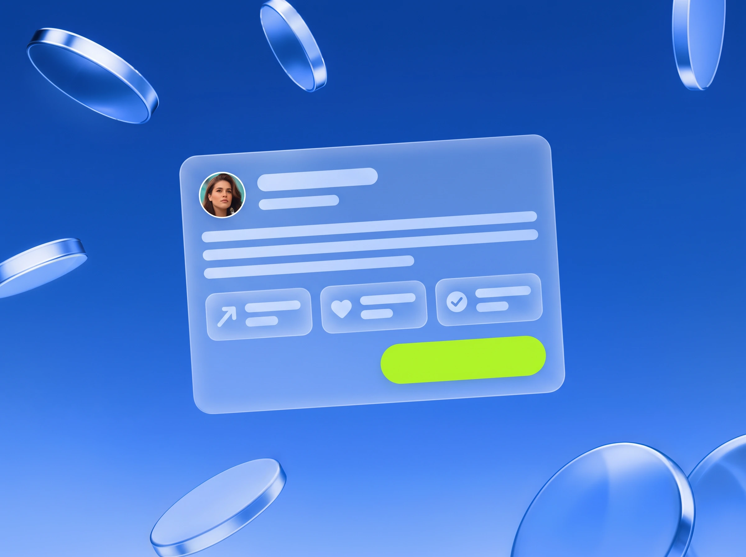 Illustration: Profilkarte mit Statistiken und Lime-Button