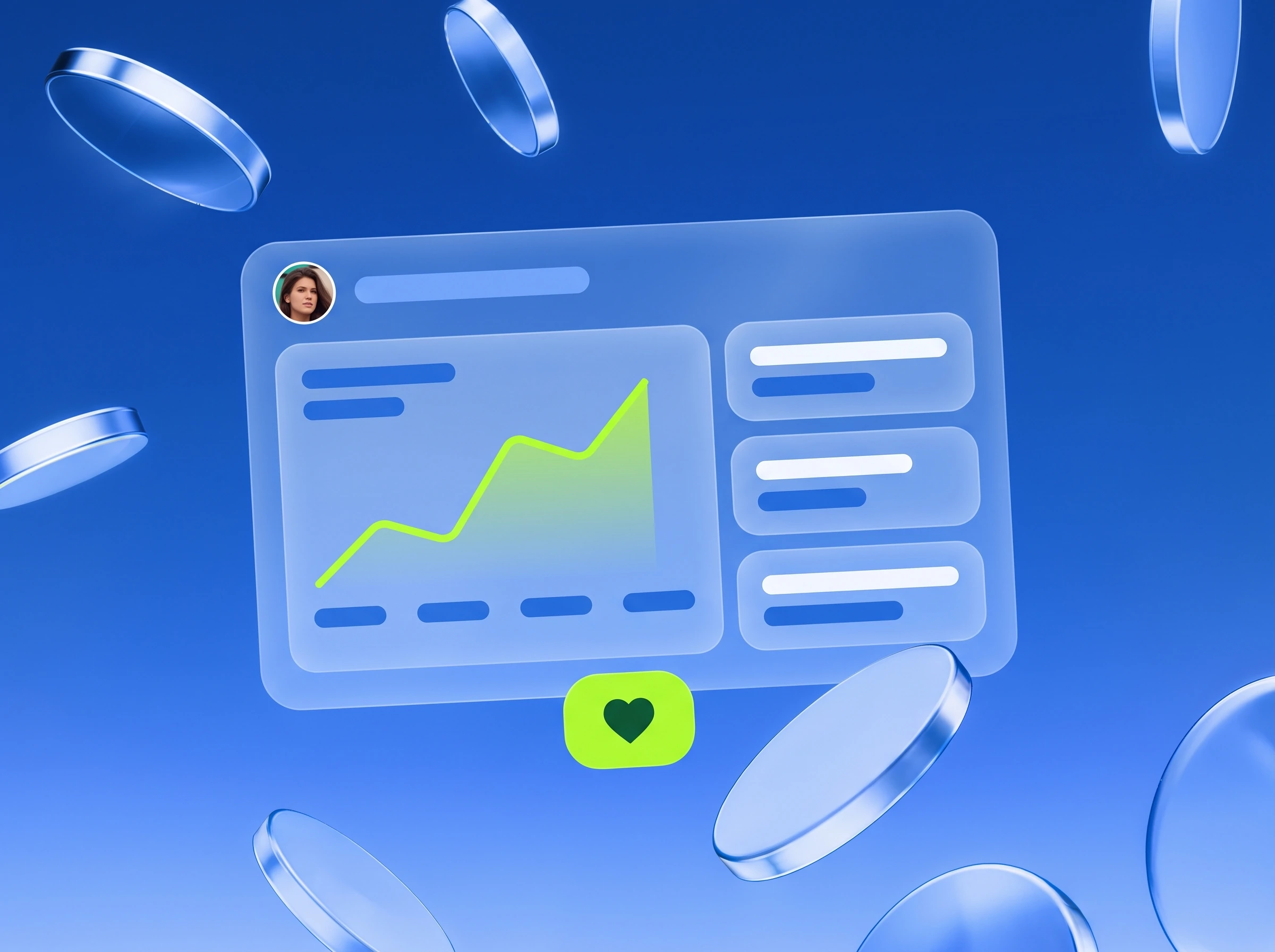 Illustration: Dashboard mit steigender Kurve in Lime
