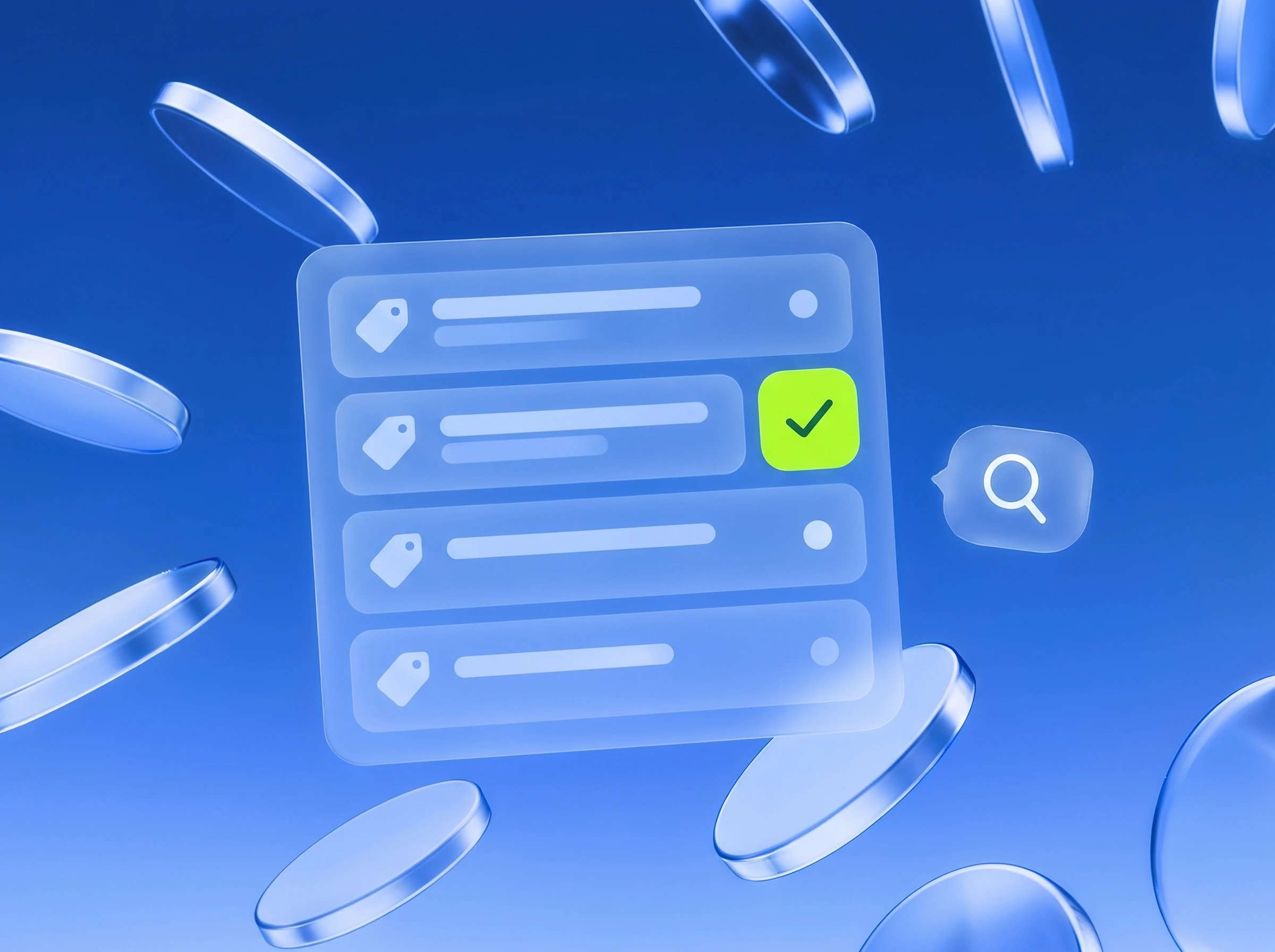 Illustration: Checkliste mit Tag-Symbolen, ein Eintrag in Lime