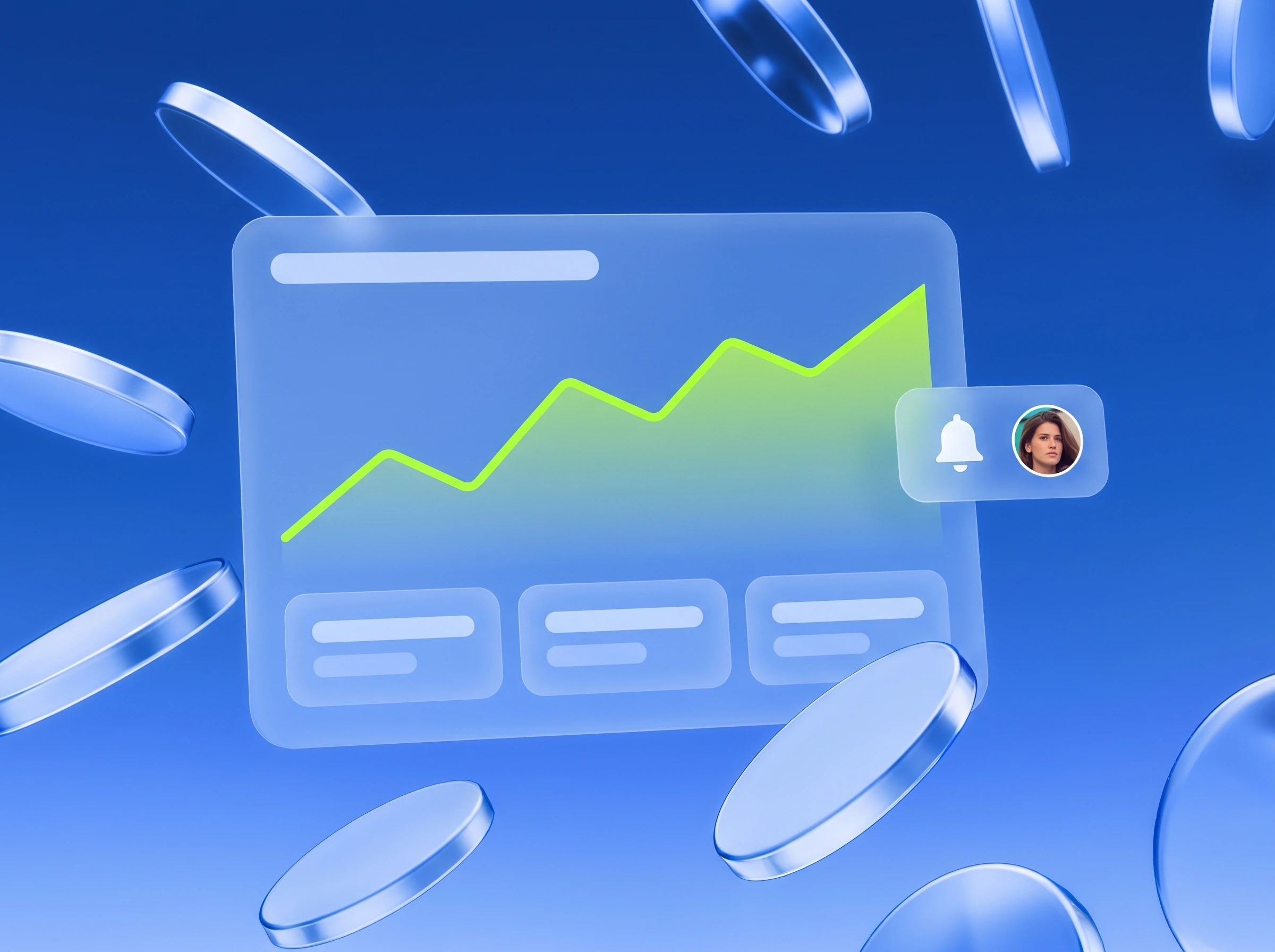 Illustration: Dashboard mit steigender Kurve in Lime