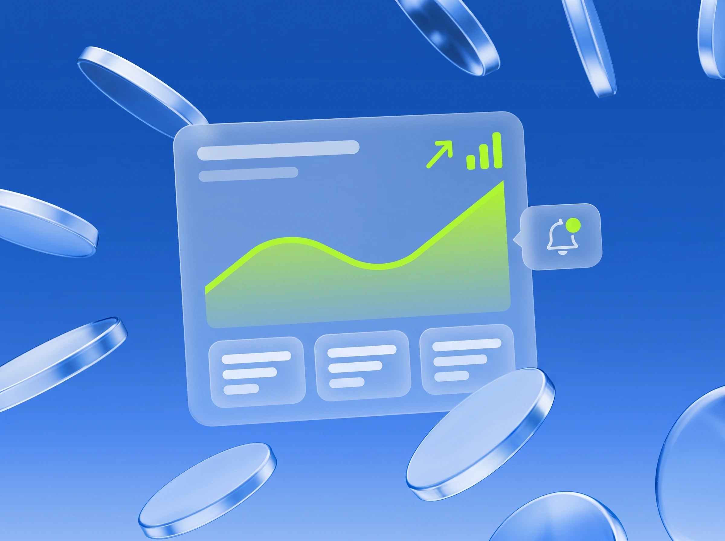Illustration: Dashboard mit Kurve, die nach dem Relaunch steigt, in Lime